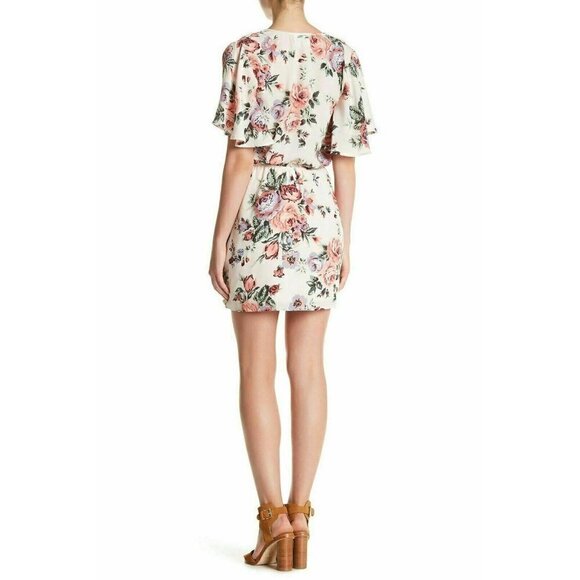 Mimi Chica Womens Surplice Neck Floral Print Mini Dress Size M - Picture 6 of 11